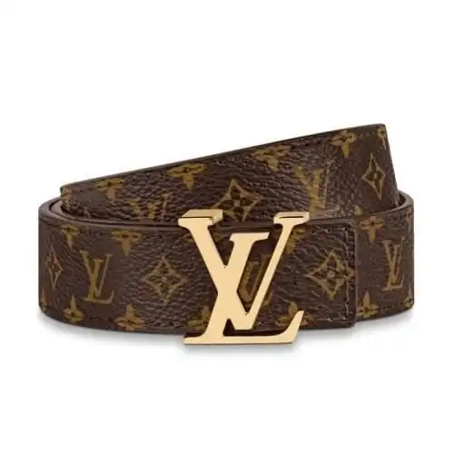 louis vuitton/路易威登 经典款lv女士棕色老花金扣腰带 25毫米 m9781