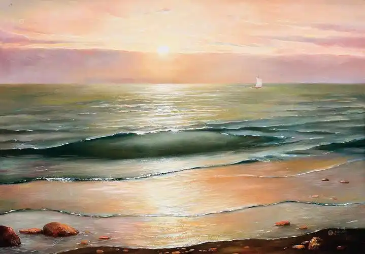 10202013年作海上日出布面油画