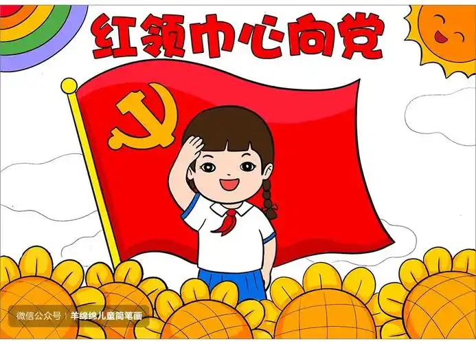 童心向党喜迎二十大简笔画画法步骤