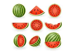 卡通新鲜西瓜黑籽元素