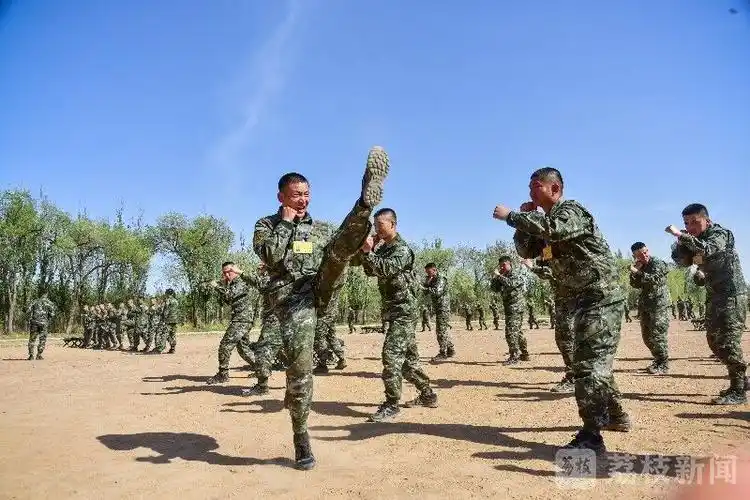 "近日,武警天津总队新兵团训练场上热火朝天,按计划安排,新兵擒敌术