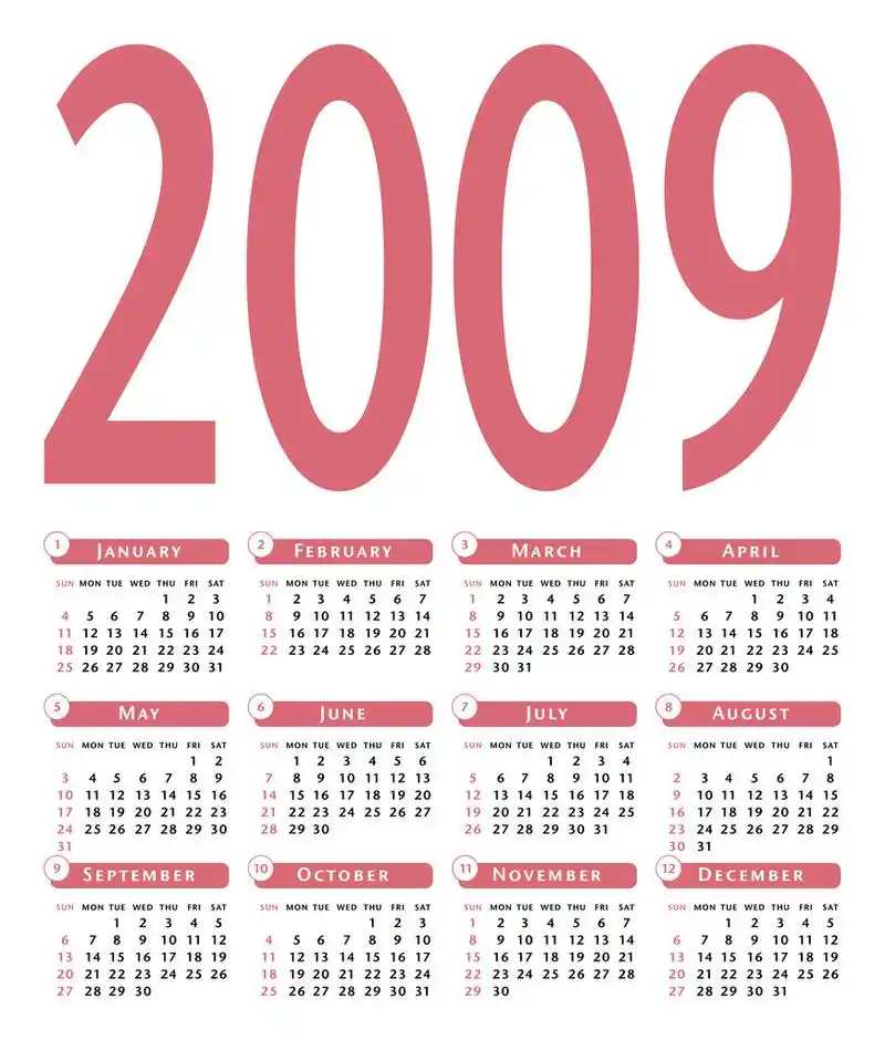 简单的 2009年矢量日历.