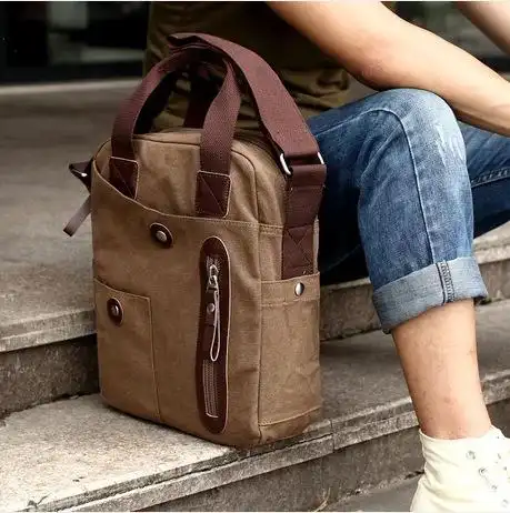 手提帆布包 竖款单肩斜挎包 休闲商务男包 韩版 男士包包品牌特价