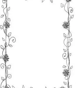 黑白色可打印线条花朵花藤a4可打印纸张边框下载