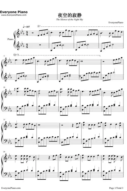 夜空的寂静钢琴谱 _赵海洋
