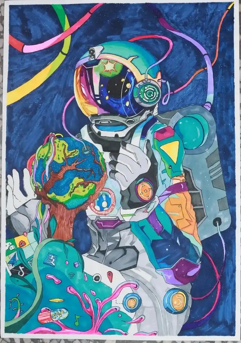 出彩中国少儿书画大赛 #少儿美术 # - 抖音