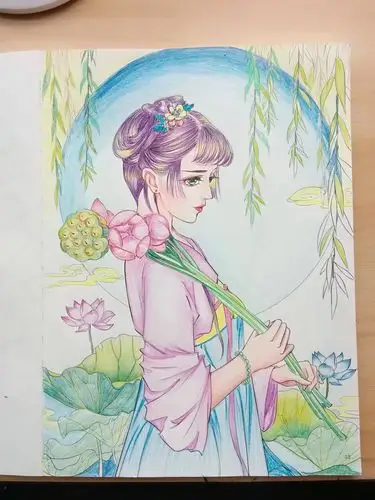 彩铅手绘古风美女81(含步骤)