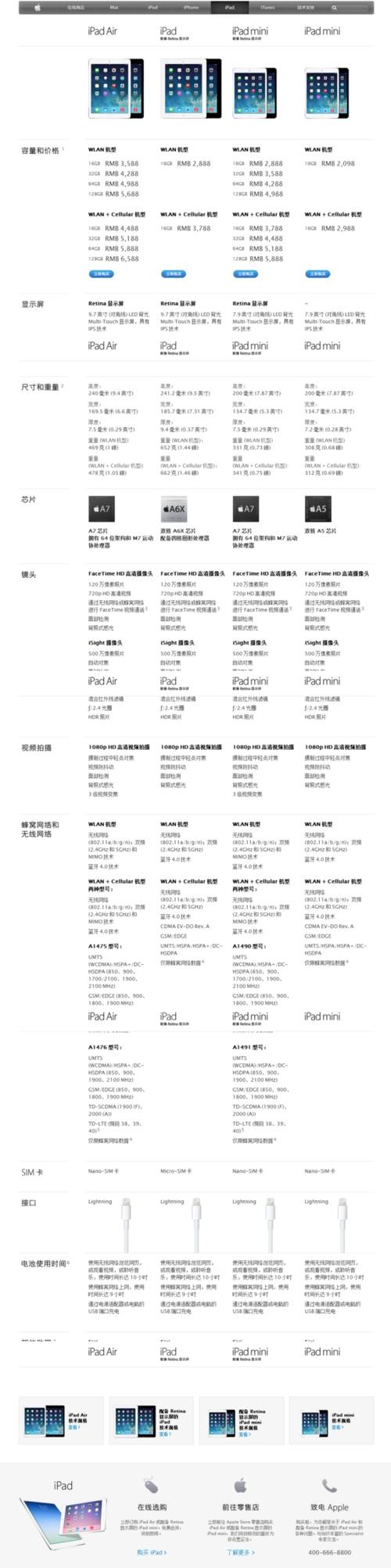 apple — ipad — ipad 机型比较