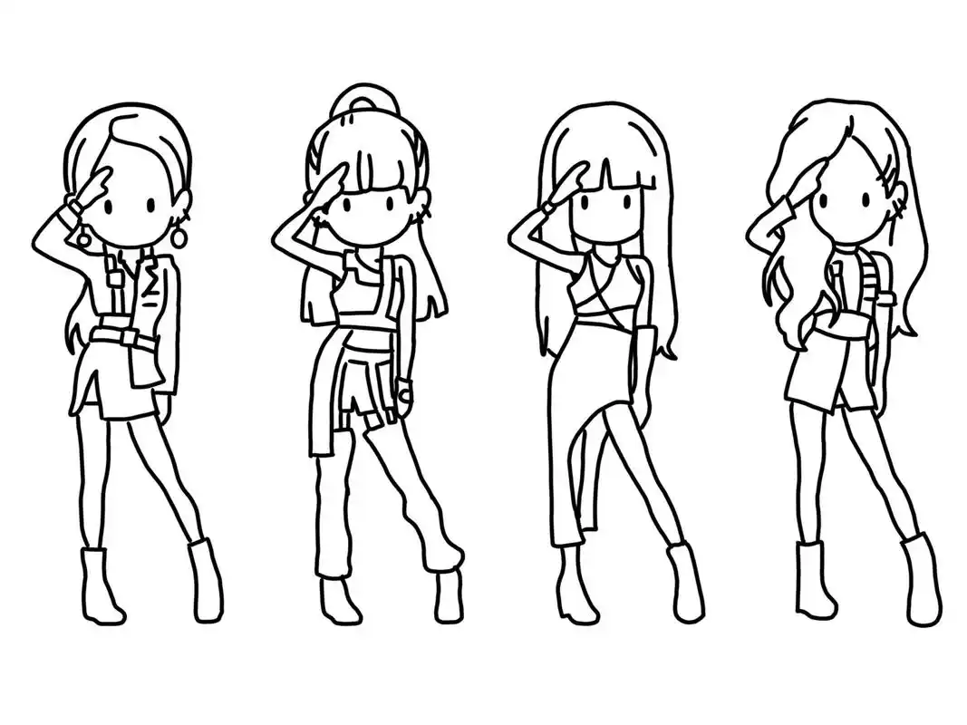 78blackpink 78简笔画临摹线稿⑴ 95blackpink简笔画线稿版来啦