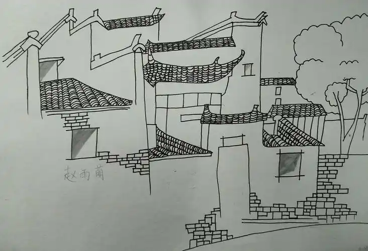 徽派建筑——黑白装饰画(合肥市行知学校八年级11班作品展)