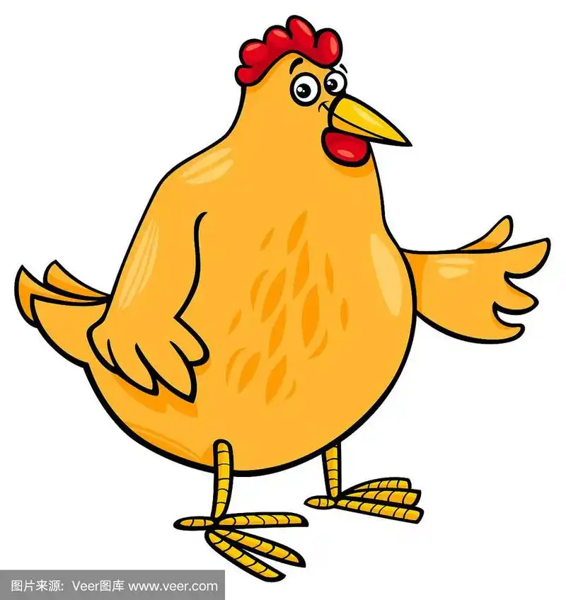 母鸡动物人物卡通插图