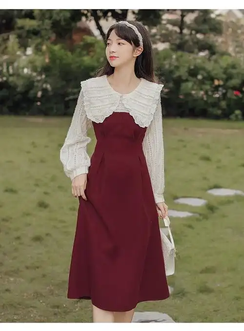 虎年本命年女士连衣裙跨红色女秋冬季新款新衣服战袍裙子小红裙红色s