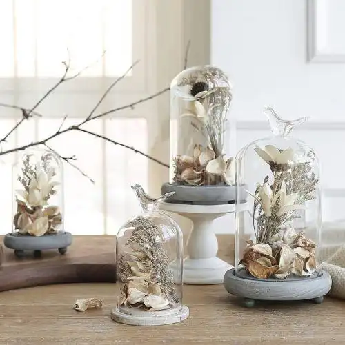 简约现代客厅办公室家居装饰品桌面创意精致玻璃罩整体小摆件摆设