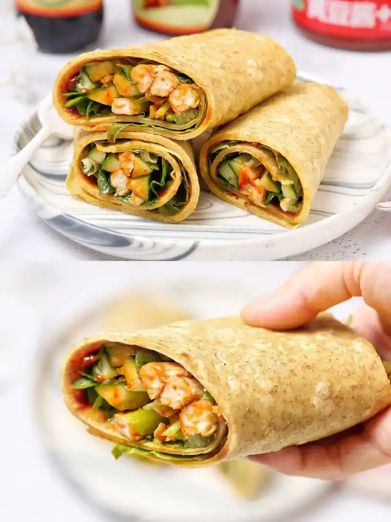 营养低脂早餐卷饼75不揉面不发酵73有肉有菜 这款卷饼不用揉面