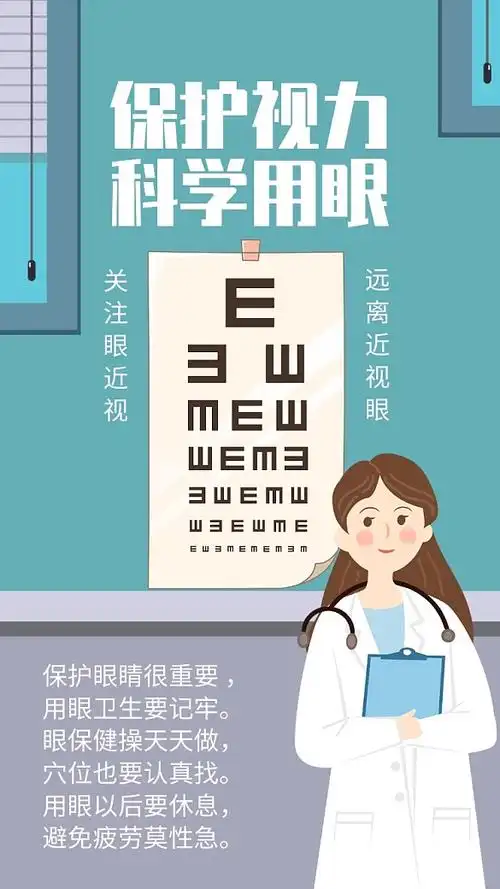 卡通插画风保护视力公益宣传手机海报