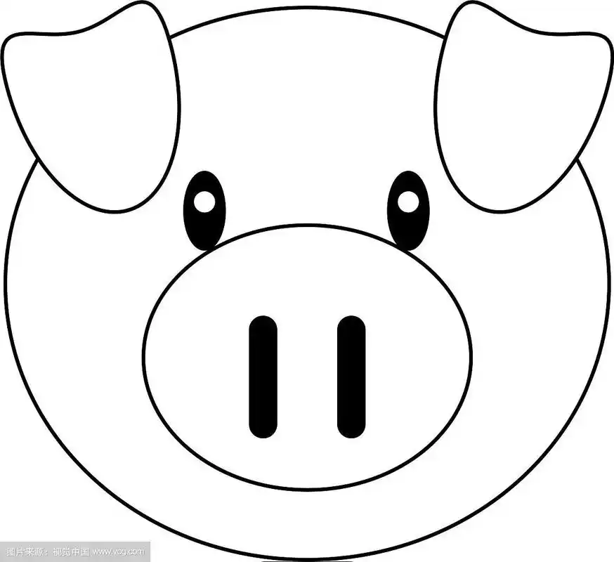卡通黑白猪头动物