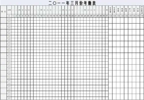 员工考勤表(智能表只需输入时间即可自动更新)