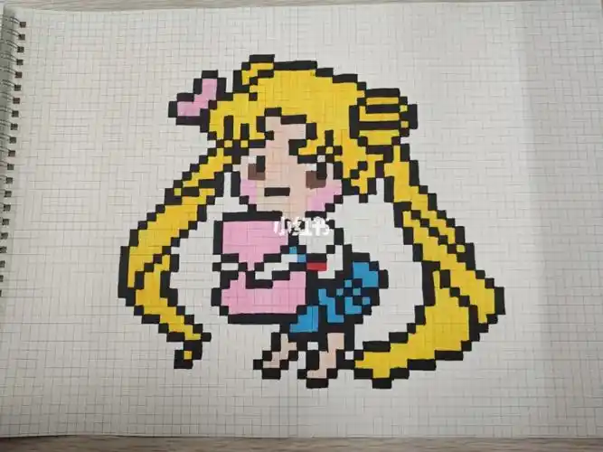 美少女战士 网格画 像素画美少女战士格子简笔画记号笔铅笔马克