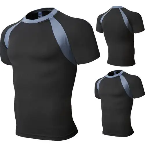 外贸男装插接袖短袖t恤 男士修身速干衣tx01