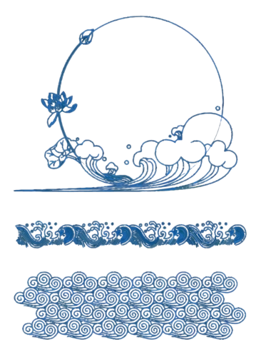 中式古典祥纹边框海浪浪花png