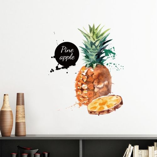 菠萝水果美味健康水彩画墙贴壁纸房间贴花