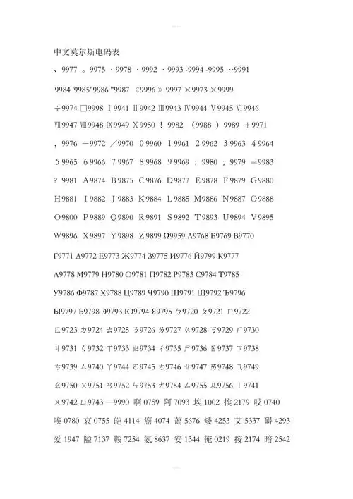 中文莫尔斯电码表