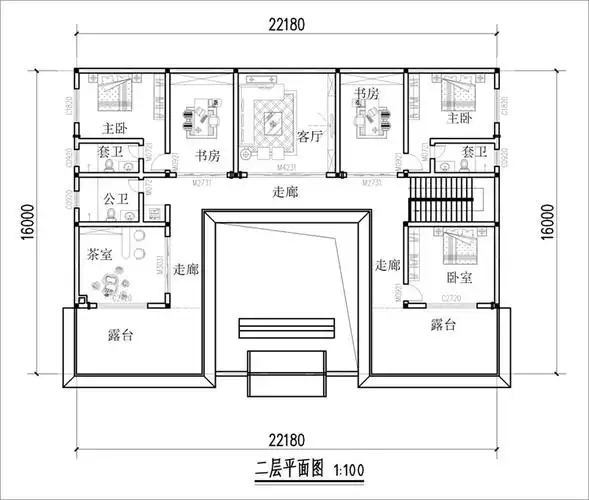 【】新中式二层三合院别墅,沉稳大气有内涵