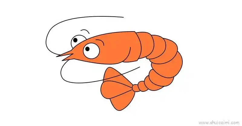 1,首先画虾的脑袋,再画眼睛,嘴巴;2,然后画虾的