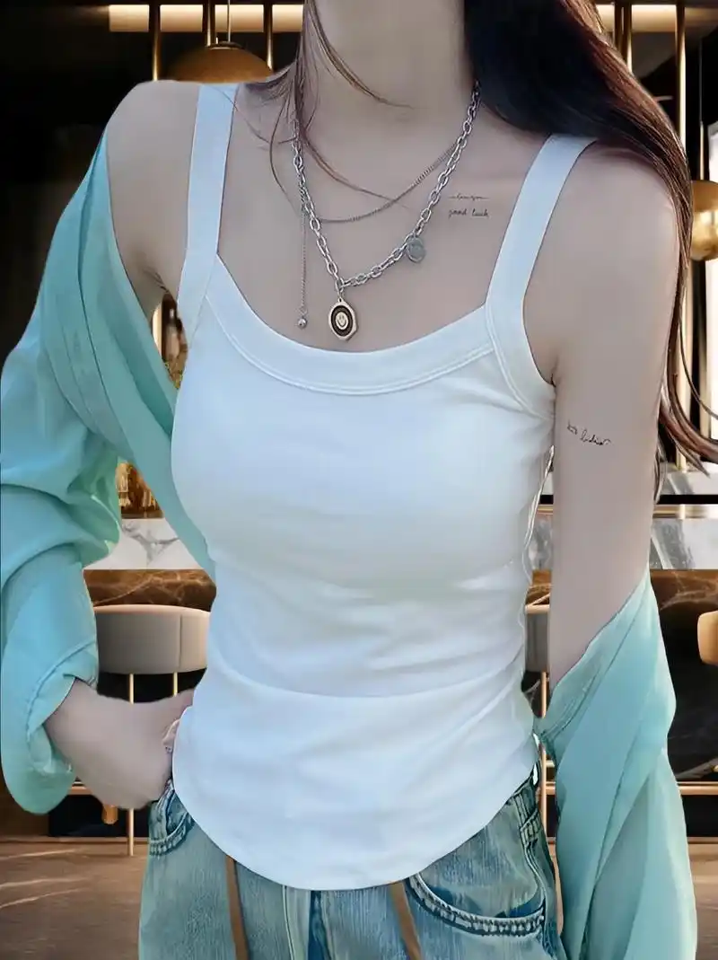 纯欲风小吊带背心女夏季外穿短款辣妹修身显瘦无袖内搭打底衫上衣