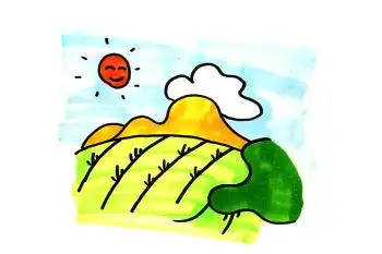 稻田风景简笔画