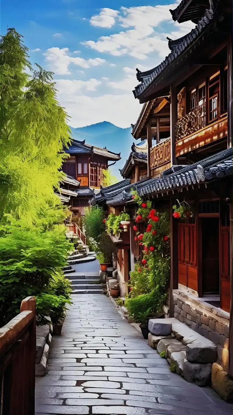 云南丽江古城风景.青石巷口,灯火辉映,古城丽江如一位沉静与热 - 抖音