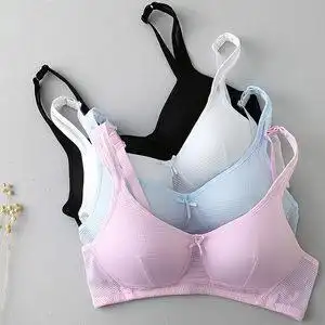 黑白色bra杯少女内衣女无钢圈薄款文胸罩夏季发育期显小高中学生