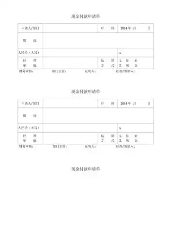 现金付款申请单4