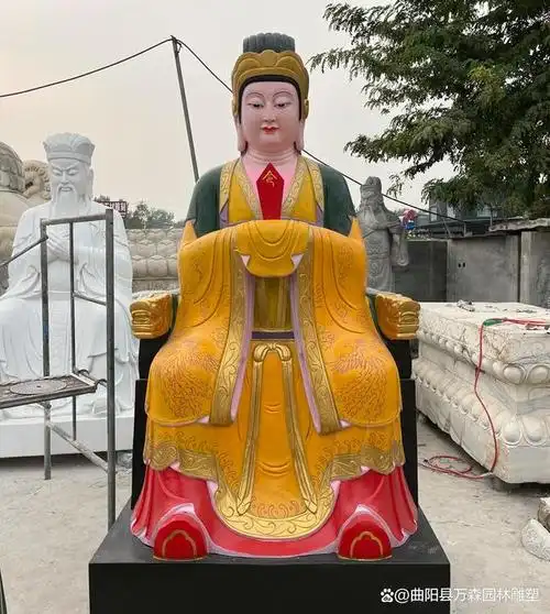 石雕三奶奶神像送子三霄娘娘彩绘佛像图片