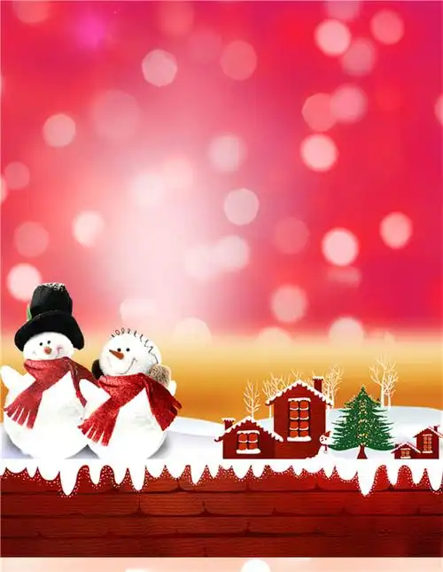 圣诞雪人红色梦幻节日背景