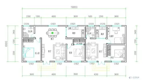 我是两套房子的设计.说明如下:   1)房屋东西共5间.