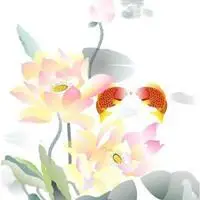 红鲤鱼荷花头像图片【点击鼠标右键下载】