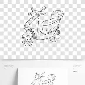 画红色简易电动车可商用唯美手绘电动车png元素唯美手绘电动车png元素