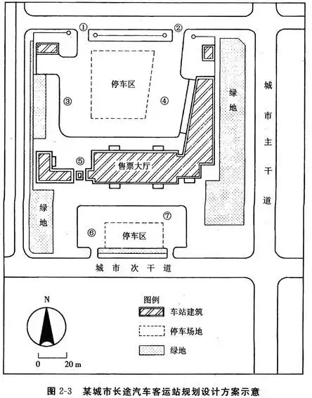 某中等城市长途汽车客运站规划设计方案如图23所示规划用地临城市主次