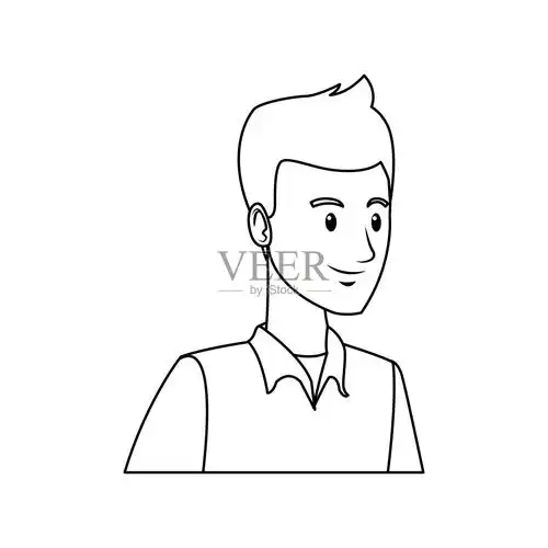 一个少年学生的青年肖像插画图片素材