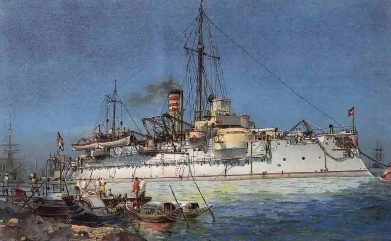 战舰欣赏:一组德国海军"齐格弗里德"级岸防铁甲舰,该舰标准排水量3500