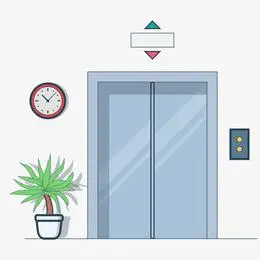 灰色手绘线稿电梯元素