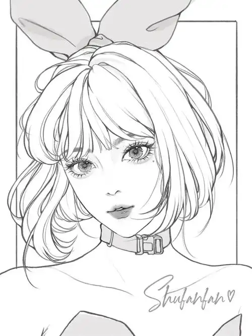 少女头像线稿练习98100