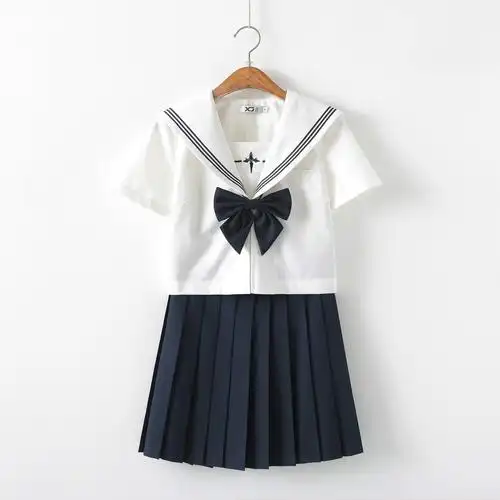 小瑾原创日系正统新野基础款水手服绀色jk制服裙套装