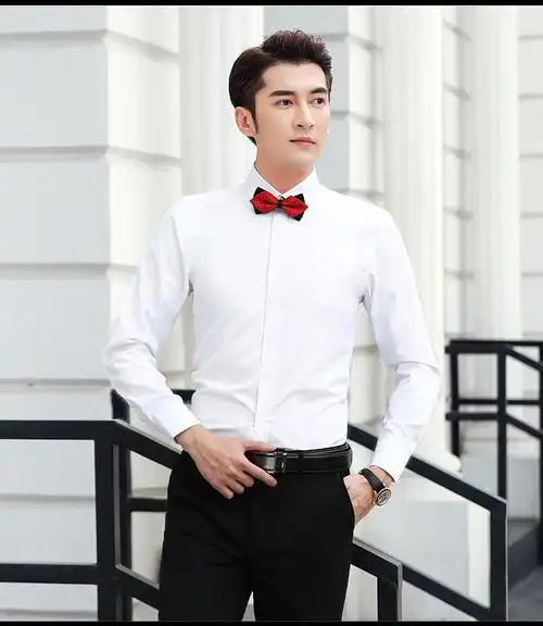 白色长袖衬衫 领结 s【图片 价格 品牌 报价】-京东