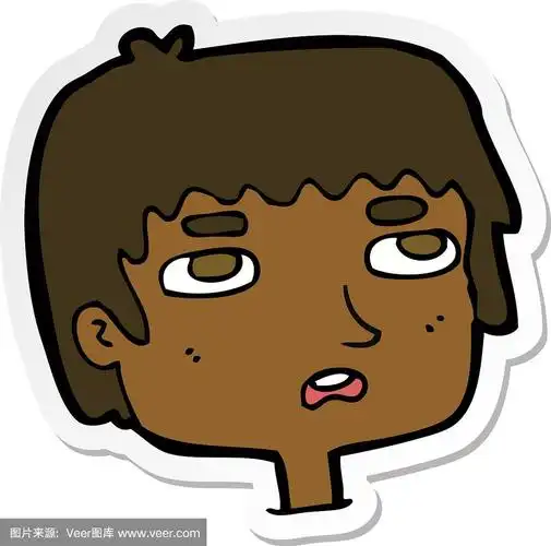 贴纸的一个卡通不高兴的脸