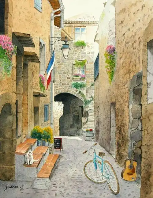 日本画家yoshiharu绝美水彩风景画很清新