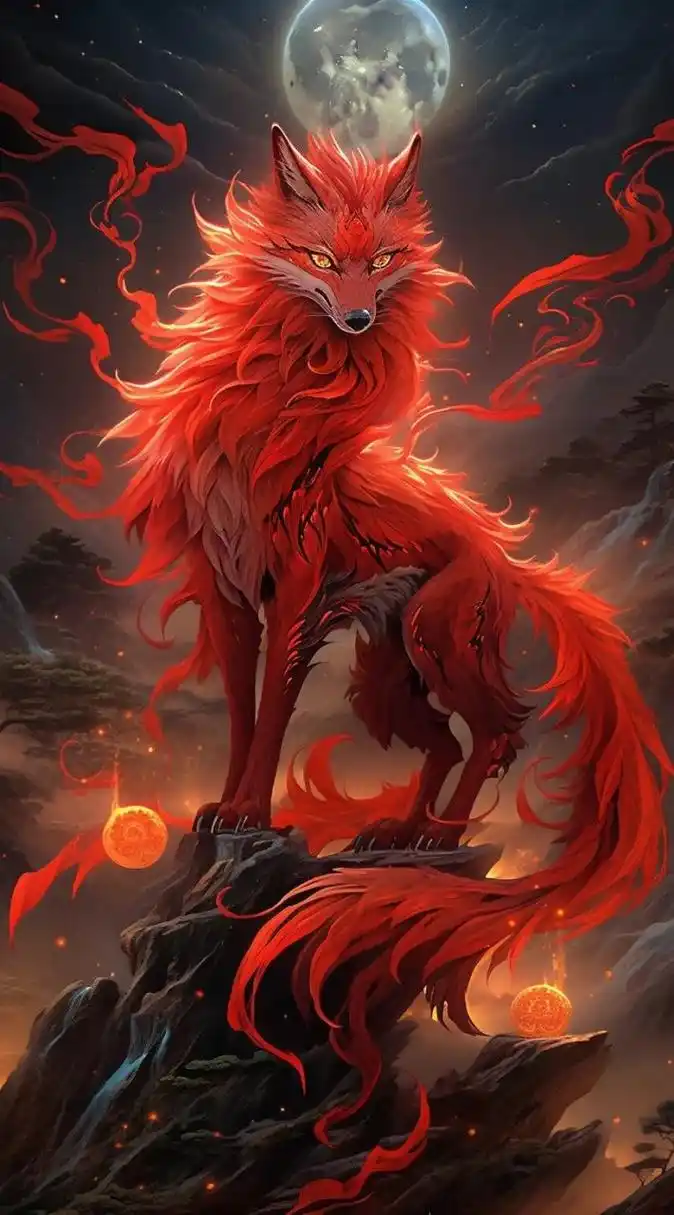 角色设计|盲盒设计|月下九尾火狐|by ai