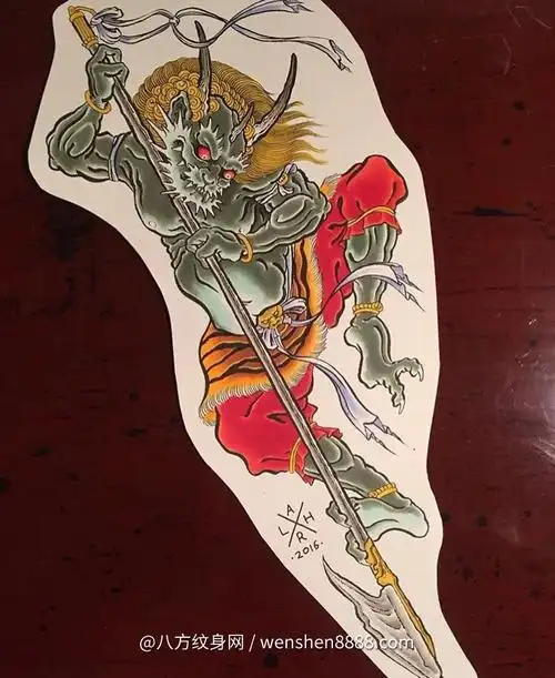 大臂日式老传统鬼神纹身手稿