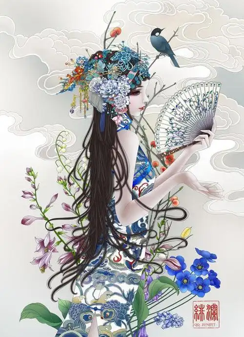 一组画风不错的古风人物插画作品!风格虽然不同但是很有观赏性!